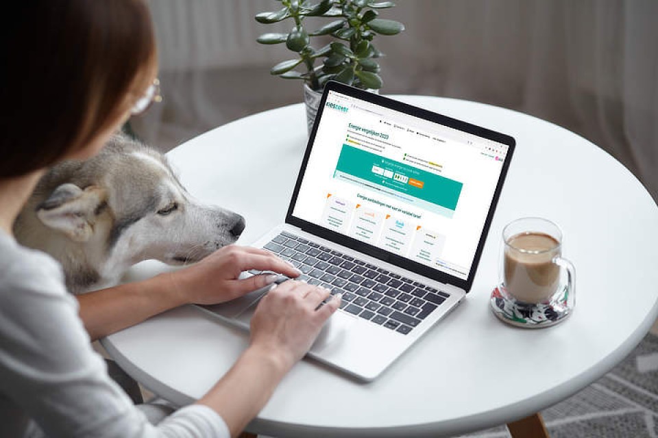 vrouw energiecontracten vergelijken